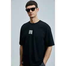 Lufian Helıx Modern Grafik T- Shirt Siyah