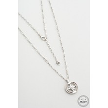 So CHIC İtalyan Denizci  65 Cm Gümüş Erkek Pusula Kolye