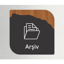 Ofis -Kapı Isimliği, Yönlendirme Levhası 16X6CM Antrasit - Ceviz - Arşiv