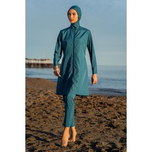 Mirates Yeşil Renk Paraşüt Kumaş Tesettür Mayo