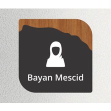 Ofis -Kapı Isimliği, Yönlendirme Levhası 16X16CM Antrasit - Ceviz - Bayan Mescid