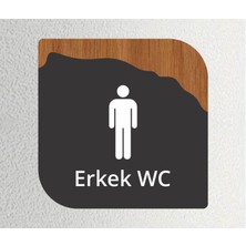 Ofis -Kapı Isimliği, Yönlendirme Levhası 16X16CM Antrasit - Ceviz - Erkek Wc