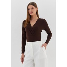 Çıtçıtlı Bluz Kahve