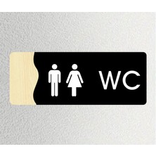 Wc - Ofis Departman Kapı Isimliği, 26X10CM - Siyah & Kayın