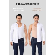 Erkek Ten Rengi Görünmez Atlet 2'li Dikişsiz %100 Pamuklu Hayalet Atlet