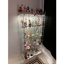 Artinoks Cam Vitrin Gümüşlük Büfe Camlı Koleksiyon Vitrini Detolf Cam Vitrin Teşhirvitrin 3ledli /(Işıklı)