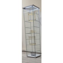 Artinoks Cam Vitrin Gümüşlük Büfe Camlı Koleksiyon Vitrini Detolf Cam Vitrin Teşhirvitrin 3ledli /(Işıklı)