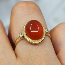 Fasek Gold Vintage Akik Taşlı 925 Ayar Gümüş Yüzük-Otantik Akik Taşlı Hediye 925 Ayar Gümüş Yüzük