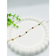 Renkli Taşlı Çelik Halhal