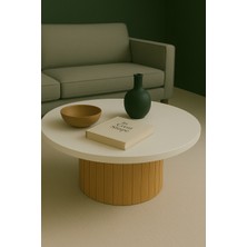 Modern Kalın Kenarlı (36 mm Kalınlıklı) Yuvarlak Orta Sehpa