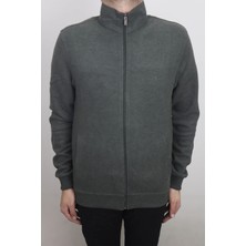 Santa Fistan Store Erkek Düz Normal Kalıp Hakim Yaka Selanik Kumaşlı Fermuarlı Kışlık Hırka