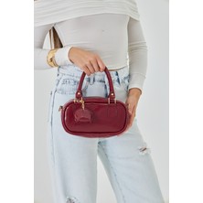 Neka Bordo Charm Detaylı El, Kol ve Omuz Çantası