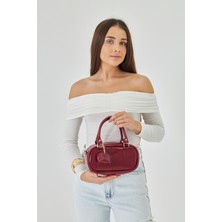 Neka Bordo Charm Detaylı El, Kol ve Omuz Çantası
