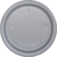 Lüks Plastik Tabak Gümüş 22 cm - 25 Adet