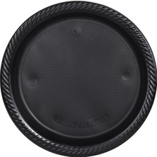 Lüks Plastik Tabak Siyah 22 cm - 25 Adet