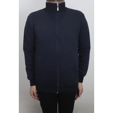Santa Fistan Store Erkek Düz Spor Dar Kalıp Hakim Yaka 3 Iplik Şardonlu Fermuarlı Kışlık Sweat