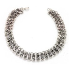 Iki Sıra Kişniş Model 925 Ayar Gümüş Telkari Kadın Bileklik 201024115