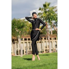 Rukomayo Siyah 3'lü Takım Yüzücü Model  Lycra ( Su Itici ve Çabuk Kuruyan ) Kumaş Tesettür Mayo