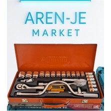 Aren-Je Aıwan Power Tools 24 Parça Lokma Takımı – 1/2” Cırcırlı Kol & Turuncu Metal Çantalı
