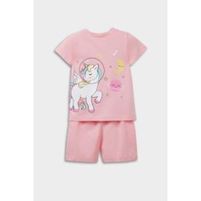 DeFacto %100 Pamuklu Unıcorn Baskılı Pijama Takımı Kız Bebek E1553A525HS