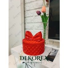 Luxe Bow Yuvarlak Kapaklı Dekoratif Saklama Kutusu – Şık Organizer & Hediye Kutusu