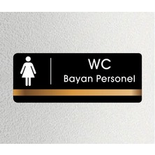 Ofis Departman Kapı Isimliği, Yönlendirme Levhası - Wc Bayan Personel - 26X10CM Antrasit - Bronz
