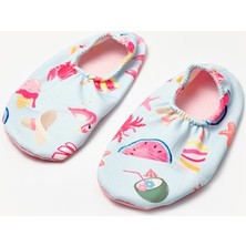 Çok Renkli Dondurma Desenli Kız Çocuk Deniz ve Havuz Ayakkabısı