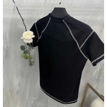Unisex Karoyaka Dikişli Oversize T-Shirt - Siyah