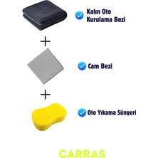 Carras Auto Araç Temizleme Paketi ( 50X70 cm Kalın Kurulama Bezi+ 50X70 cm Cam Bezi + Sünger)