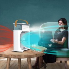 Teknosepetim Taşınabilir Masaüstü Su Buharlı Fan 600 Ml  Su Ve Buz Hazneli Buhar Püskürtmeli Vantilatör 5 Delikli  Işıklı Klima Tarzı Püskürtme Usb Hava Soğutucu