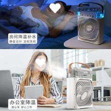 Teknosepetim Taşınabilir Masaüstü Su Buharlı Fan 600 Ml  Su Ve Buz Hazneli Buhar Püskürtmeli Vantilatör 5 Delikli  Işıklı Klima Tarzı Püskürtme Usb Hava Soğutucu
