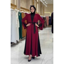 Fiyonk Detaylı Abaya Elbise Takım 3955 Bordo