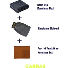 Carras Auto Premium Kurulama Seti ( Kalın Kurulama Bezi 50X70CM+ Süet Güderi Bez+ Kurulama Eldiveni)