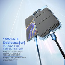 Woyax By Deji Magsafe Powerbank 10000 mAh Standlı Hızlı Taşınabilir Şarj Cihazı Batarya iPhone 11 12 13 14 15 16 Android Siyah