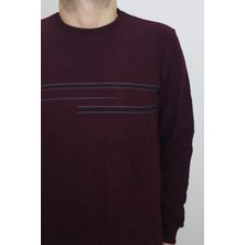 Santa Fistan Store Erkek Bordo Desenli Spor Kesim Normal Kalıp Bisiklet Yaka Selanik Kumaşlı Kışlık Kazak