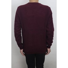 Santa Fistan Store Erkek Bordo Desenli Spor Kesim Normal Kalıp Bisiklet Yaka Selanik Kumaşlı Kışlık Kazak
