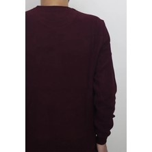 Santa Fistan Store Erkek Bordo Desenli Spor Kesim Normal Kalıp Bisiklet Yaka Selanik Kumaşlı Kışlık Kazak