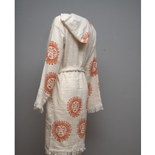 Güneş Desenli Pamuklu Müslin Kimono Bornoz Kaftan Sabahlık