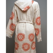 Güneş Desenli Pamuklu Müslin Kimono Bornoz Kaftan Sabahlık