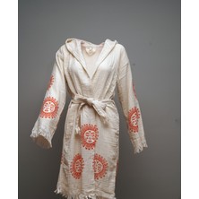 Güneş Desenli Pamuklu Müslin Kimono Bornoz Kaftan Sabahlık