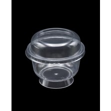 Plastik Kristal Tatlı Kabı - Kapaklı 180CC 25 Adet, Kullan At Magnolya Kase