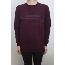 Santa Fistan Store Erkek Bordo Desenli Spor Kesim Normal Kalıp Bisiklet Yaka Selanik Kumaşlı Kışlık Kazak