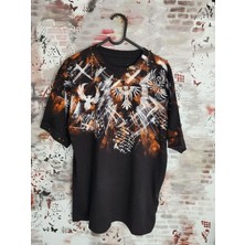 Tiwo Dijital Özel Tasarım El Boyaması Siyah T-Shirt