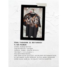 Tiwo Dijital Özel Tasarım El Boyaması Siyah T-Shirt