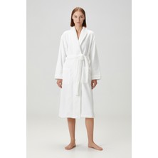 Barine Bukle Unisex Şalyaka Bornoz Beyaz