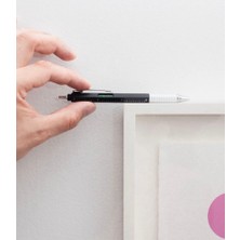 Kikkerland 4-In-1 Pen Multı Tool – Mühendis Kalemi – Su Terazili Çok Amaçlı Kalem Siyah