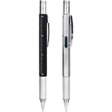Kikkerland 4-In-1 Pen Multı Tool – Mühendis Kalemi – Su Terazili Çok Amaçlı Kalem Siyah