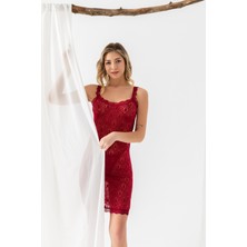 Transparan Babydoll String Takım - Bordo