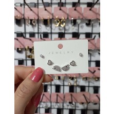 Parlak Taşlı Silver Kirpili Çoklu Zirkon Küpe