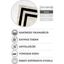 Elegant Line Modern Şönil Halı | Siyah Çerçeveli, Kaymaz, Yıkanabilir, Minimalist Stil